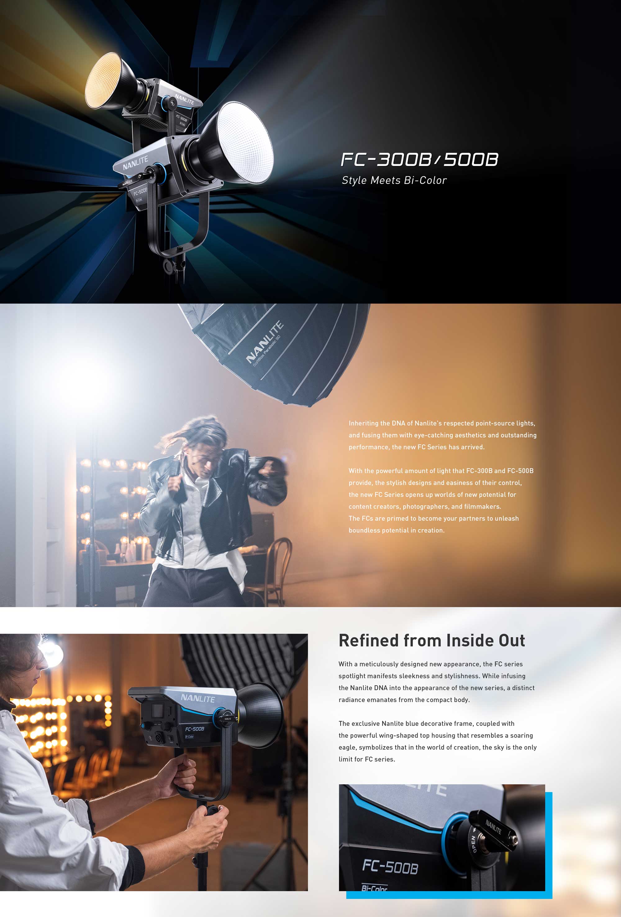 Студійне світло Nanlite FC-500B Bi-Color LED Spotlight (FC500B)