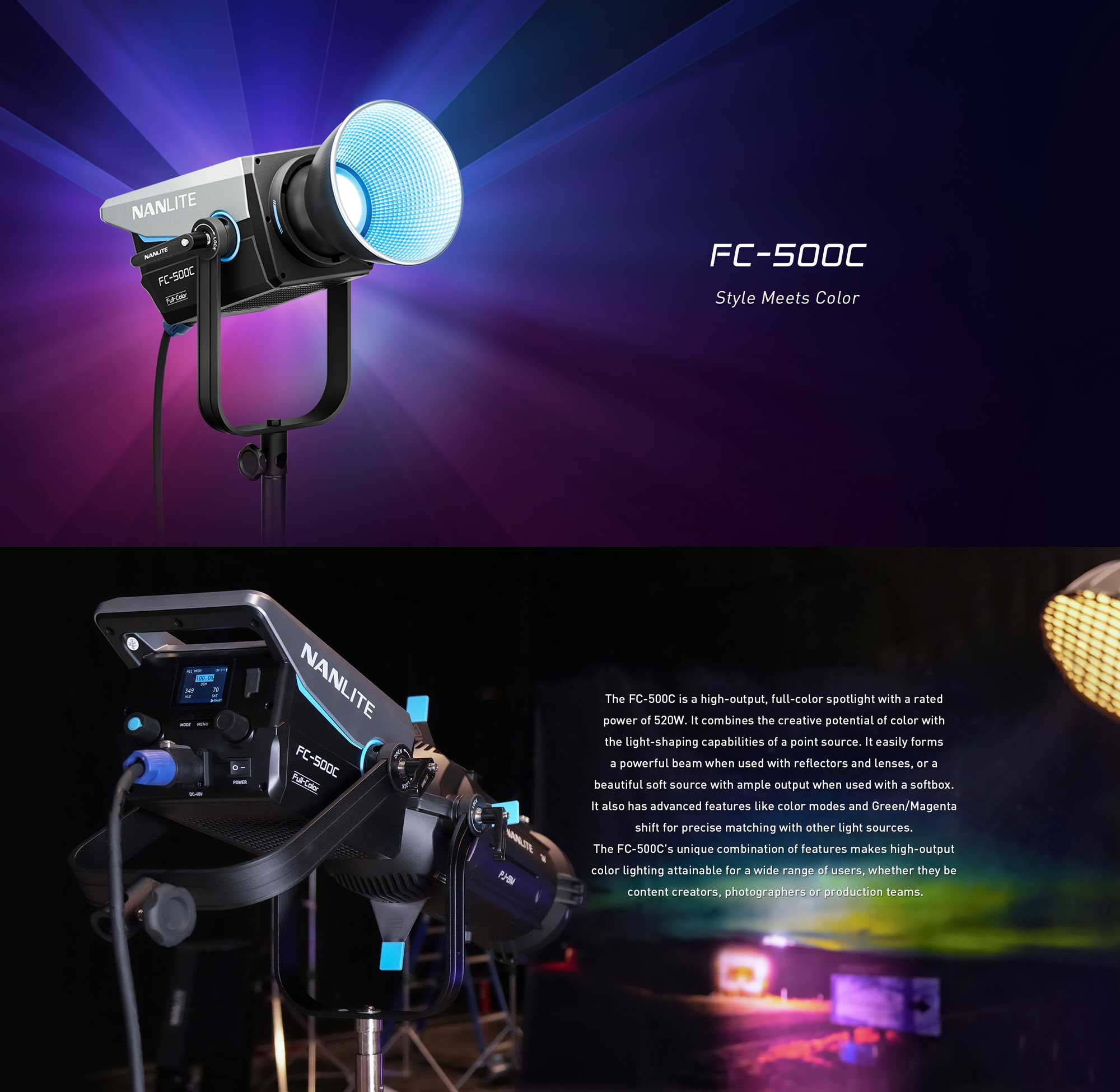 Студійне світло Nanlite FC-500C RGB LED Spotlight (FC500C)