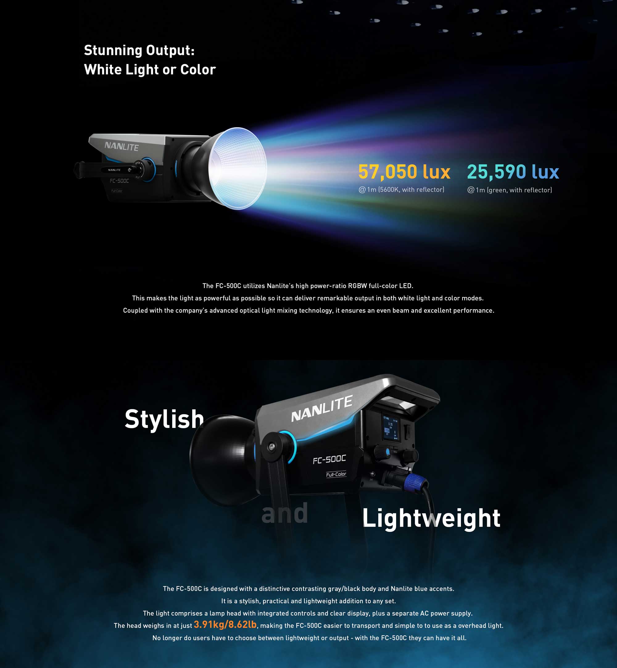 Студійне світло Nanlite FC-500C RGB LED Spotlight (FC500C)