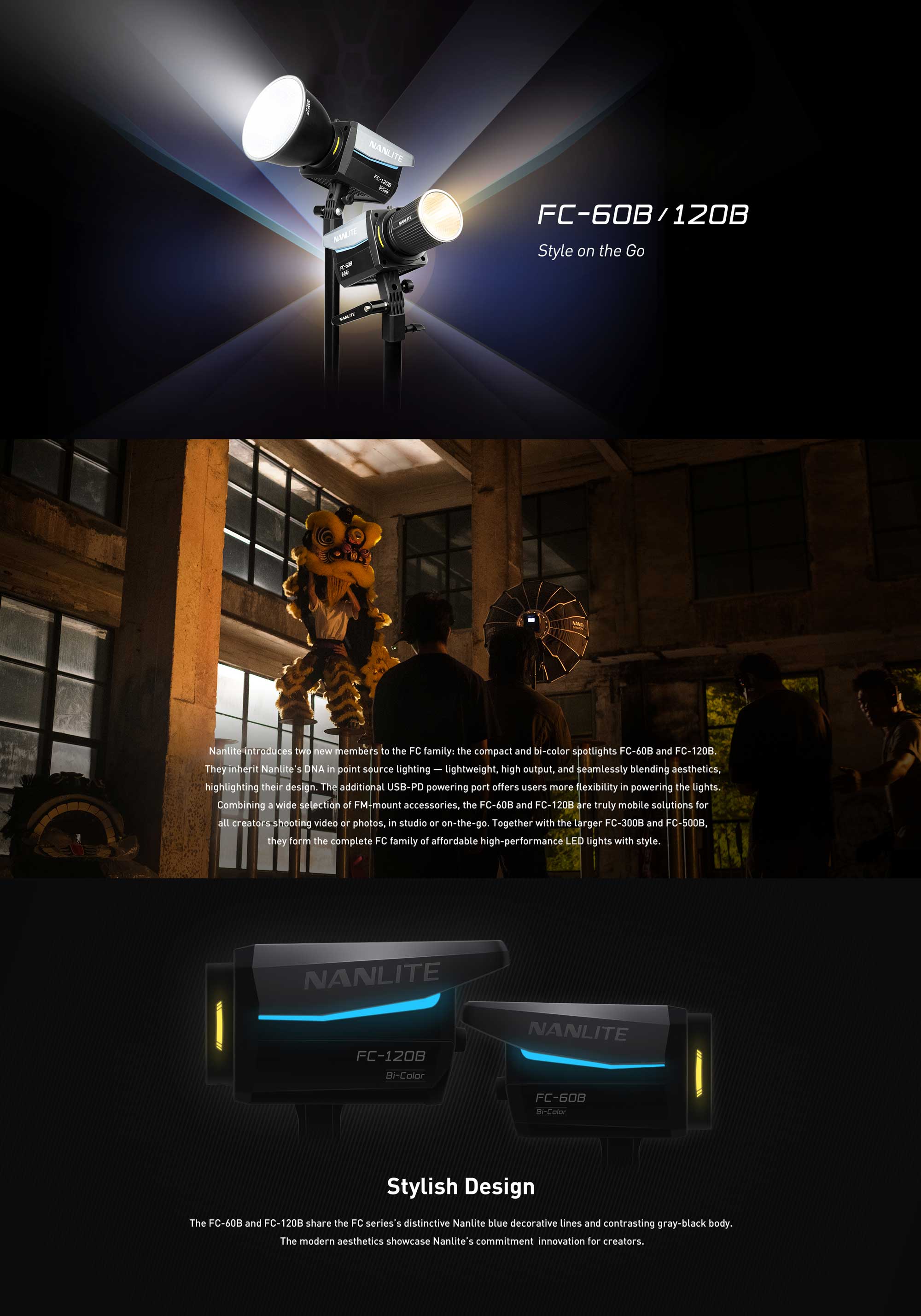 Студійне світло Nanlite FC-60B Bi-Color LED Spotlight (FC60B)