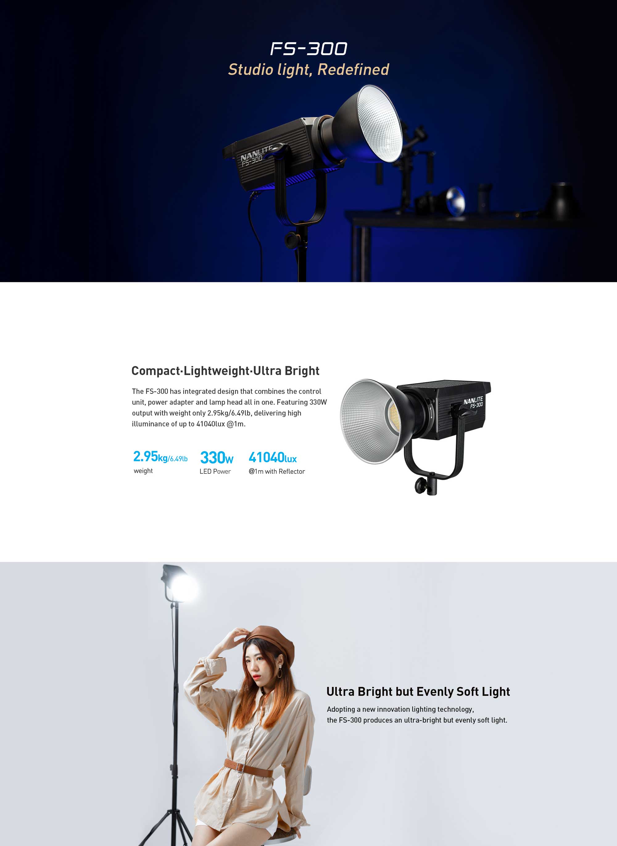 Студійне світло Nanlite FS-300 Daylight LED Spot Light (FS-300)
