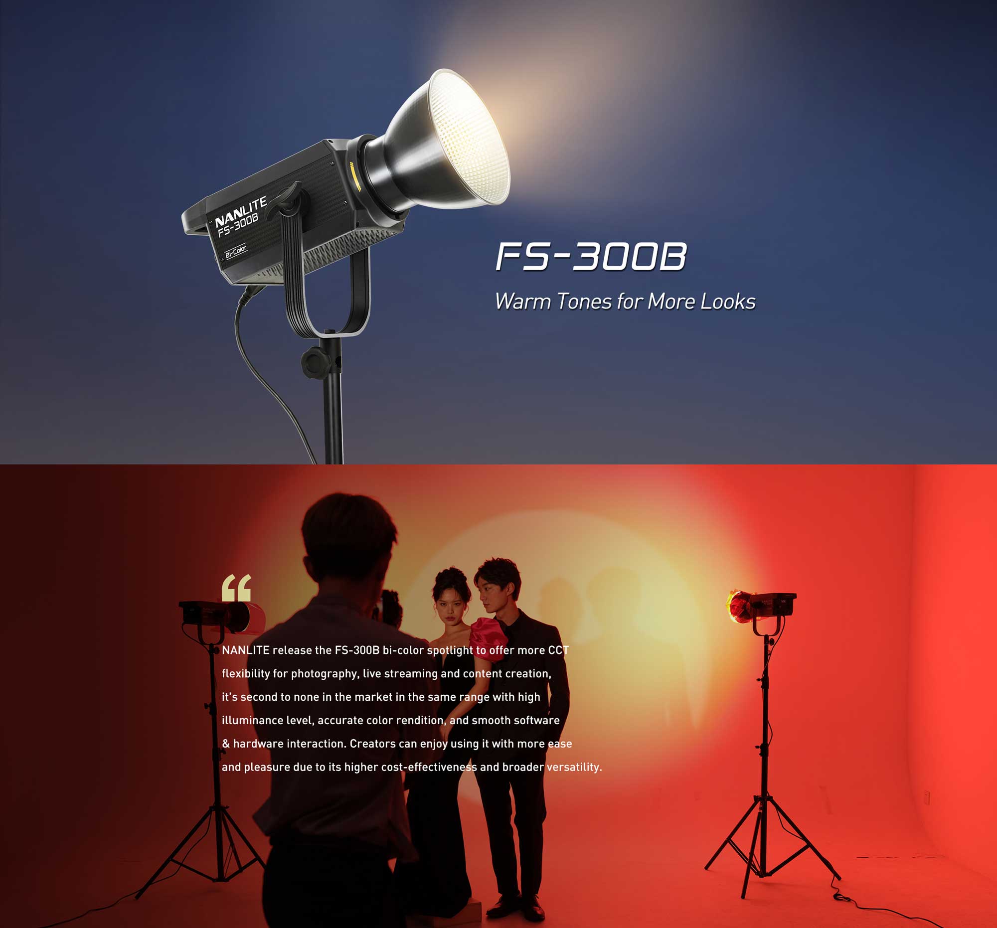 Студійне світло Nanlite FS-300B Bi-color LED Spot Light (FS-300B)