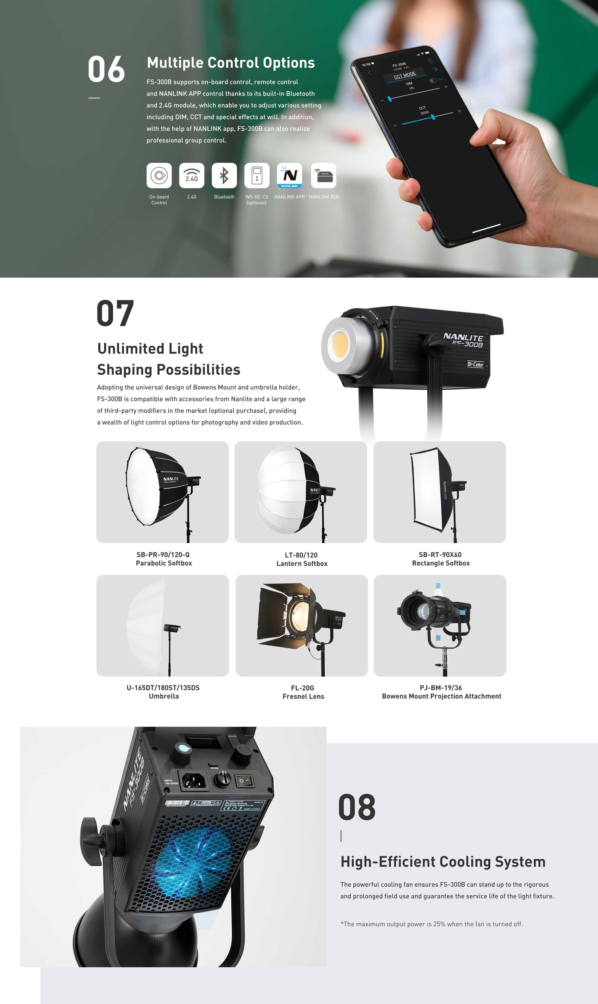 Студійне світло Nanlite FS-300B Bi-color LED Spot Light (FS-300B)
