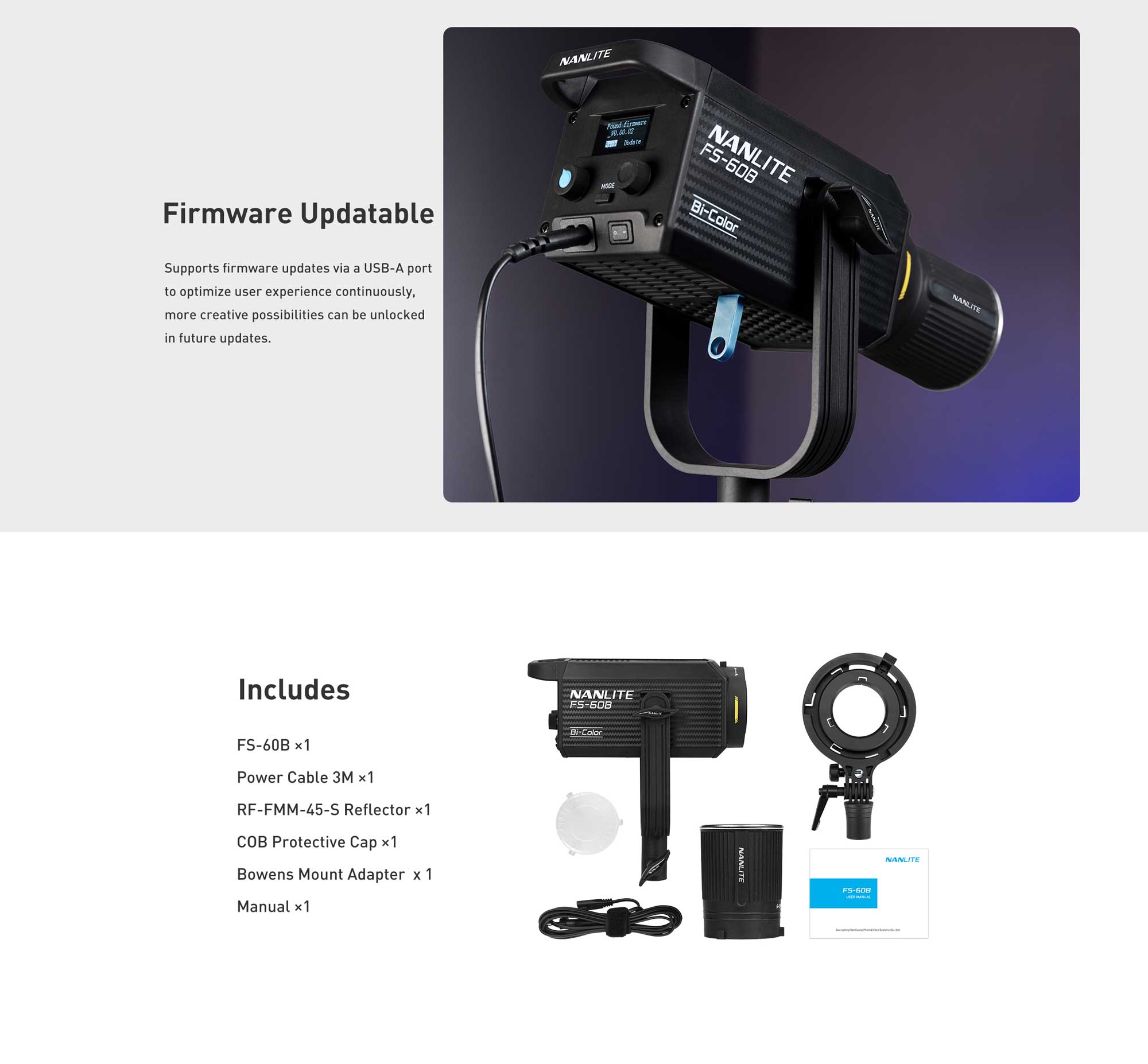 Nanlite FS-60B Bi-Color LED Spot Light (FS60B)
