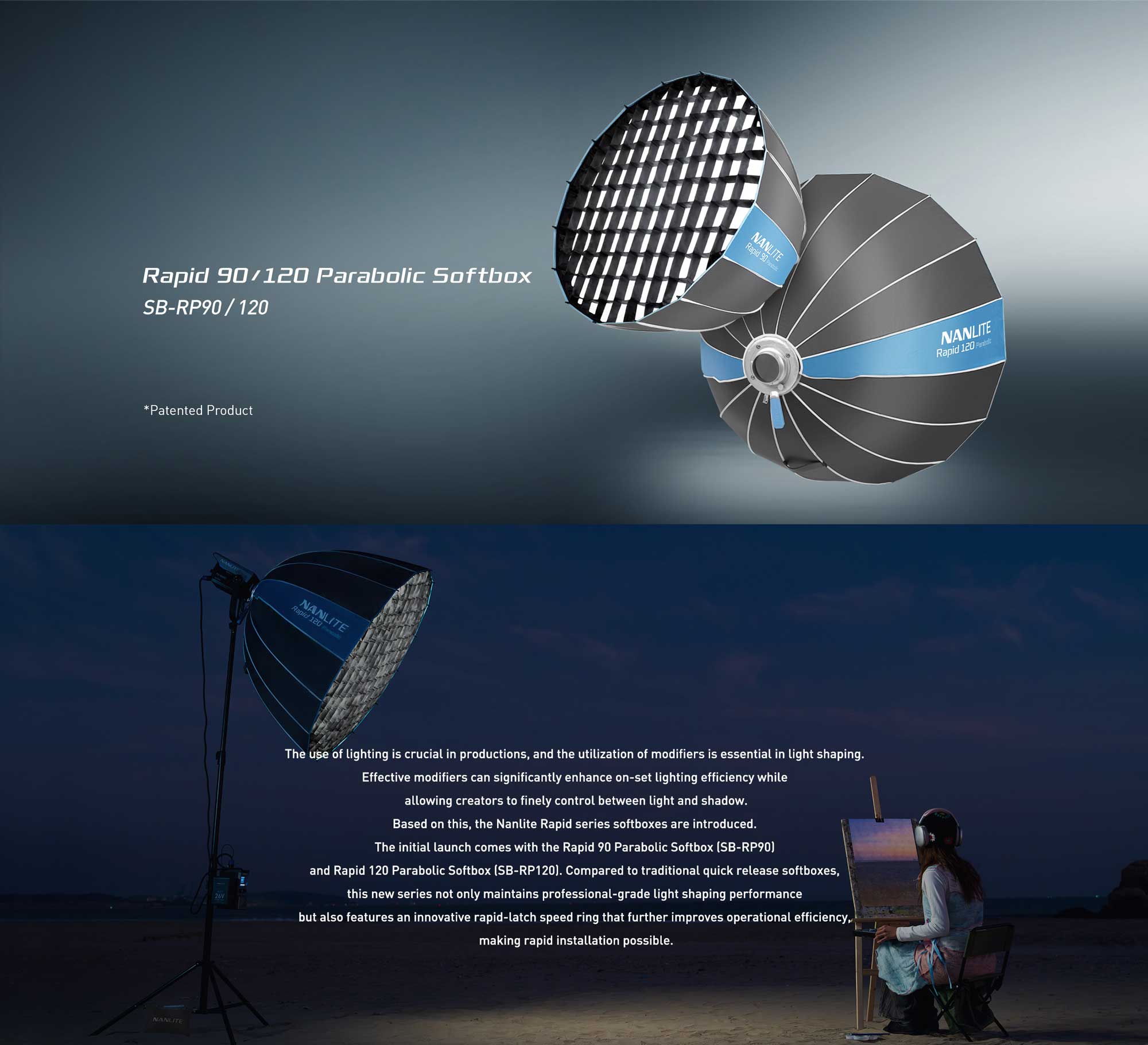 Софтбокс Nanlite Rapid 90 Parabolic Softbox (90 cm) (SB-RP90)