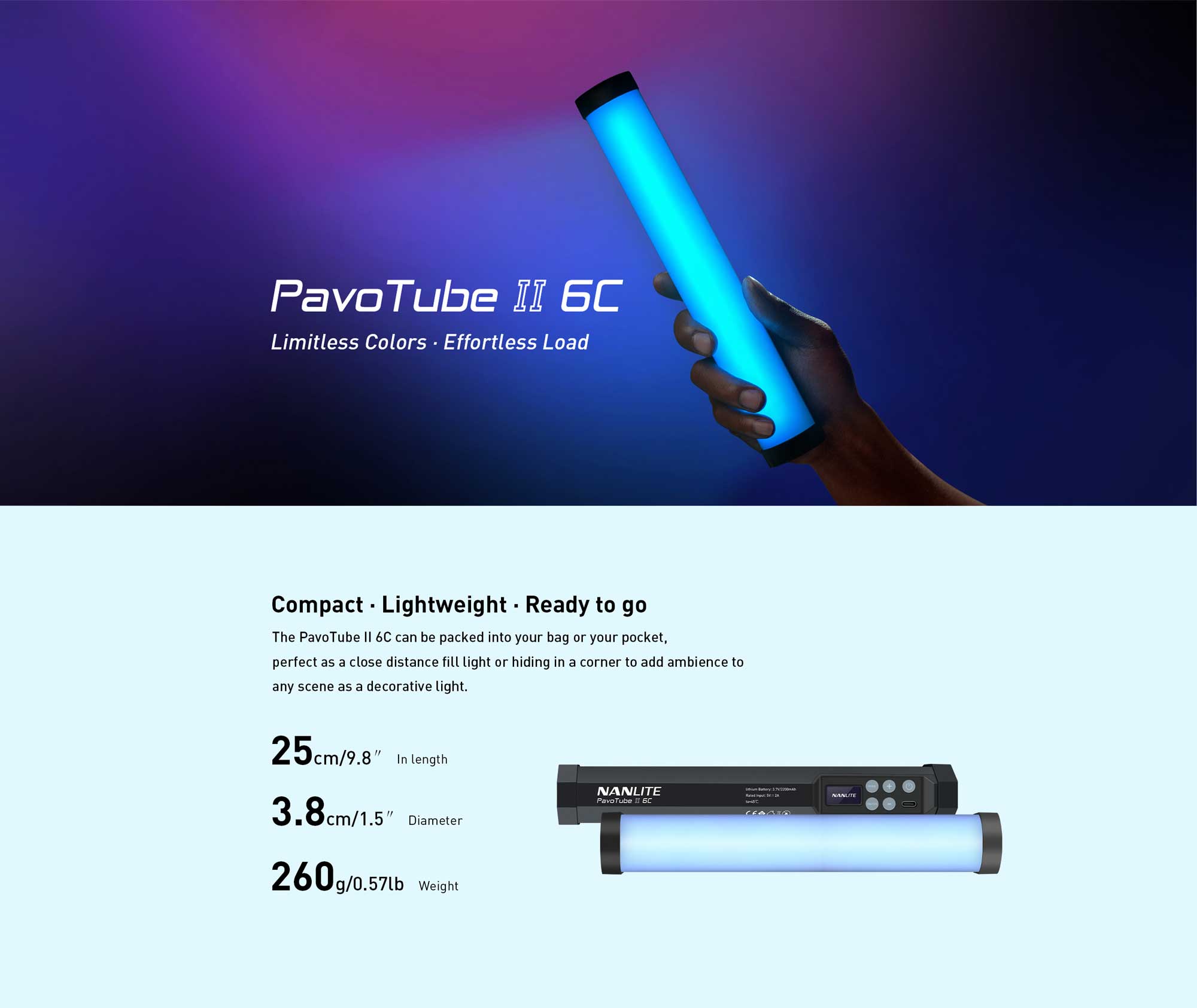 Nanlite PavoTube II 6C RGB LED Tube Light (15-2017)