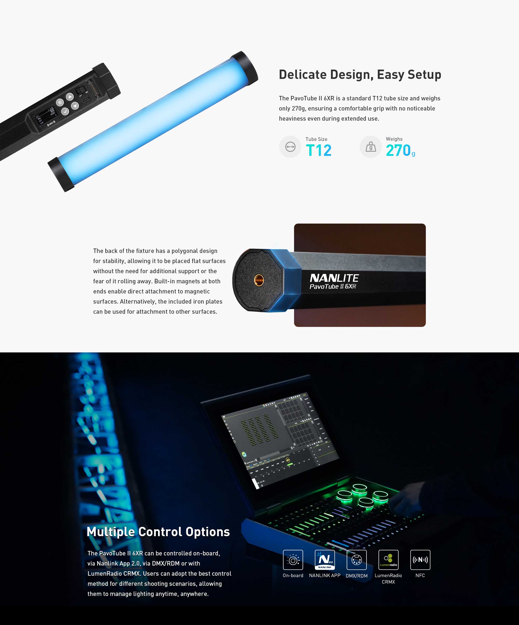 Cвітлодіодна трубка Nanlite PavoTube II 6XR RGB LED Pixel Tube Light 8 KIT (PT6XR8KIT)