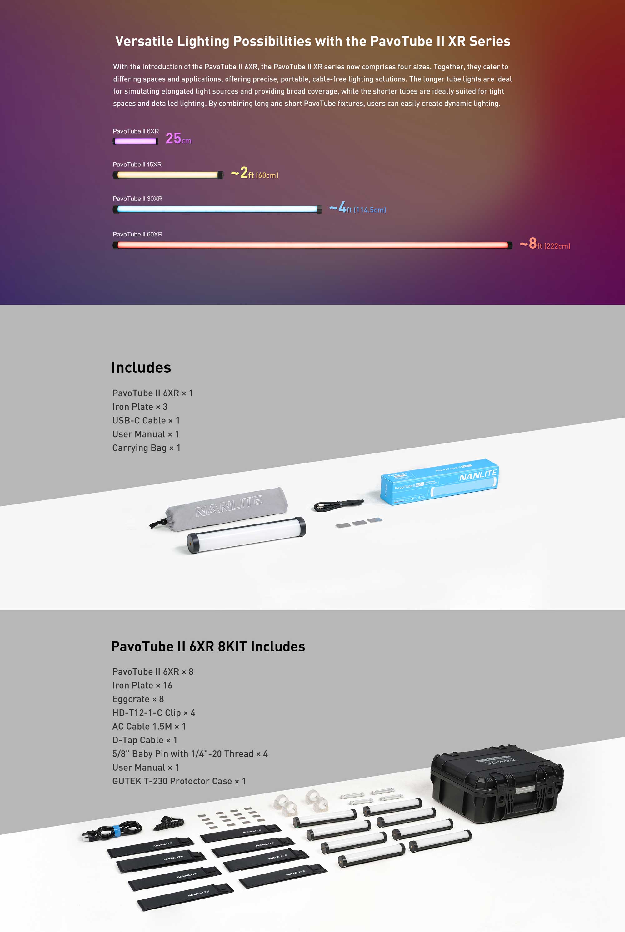 Cвітлодіодна трубка Nanlite PavoTube II 6XR RGB LED Pixel Tube Light (PT6XR)