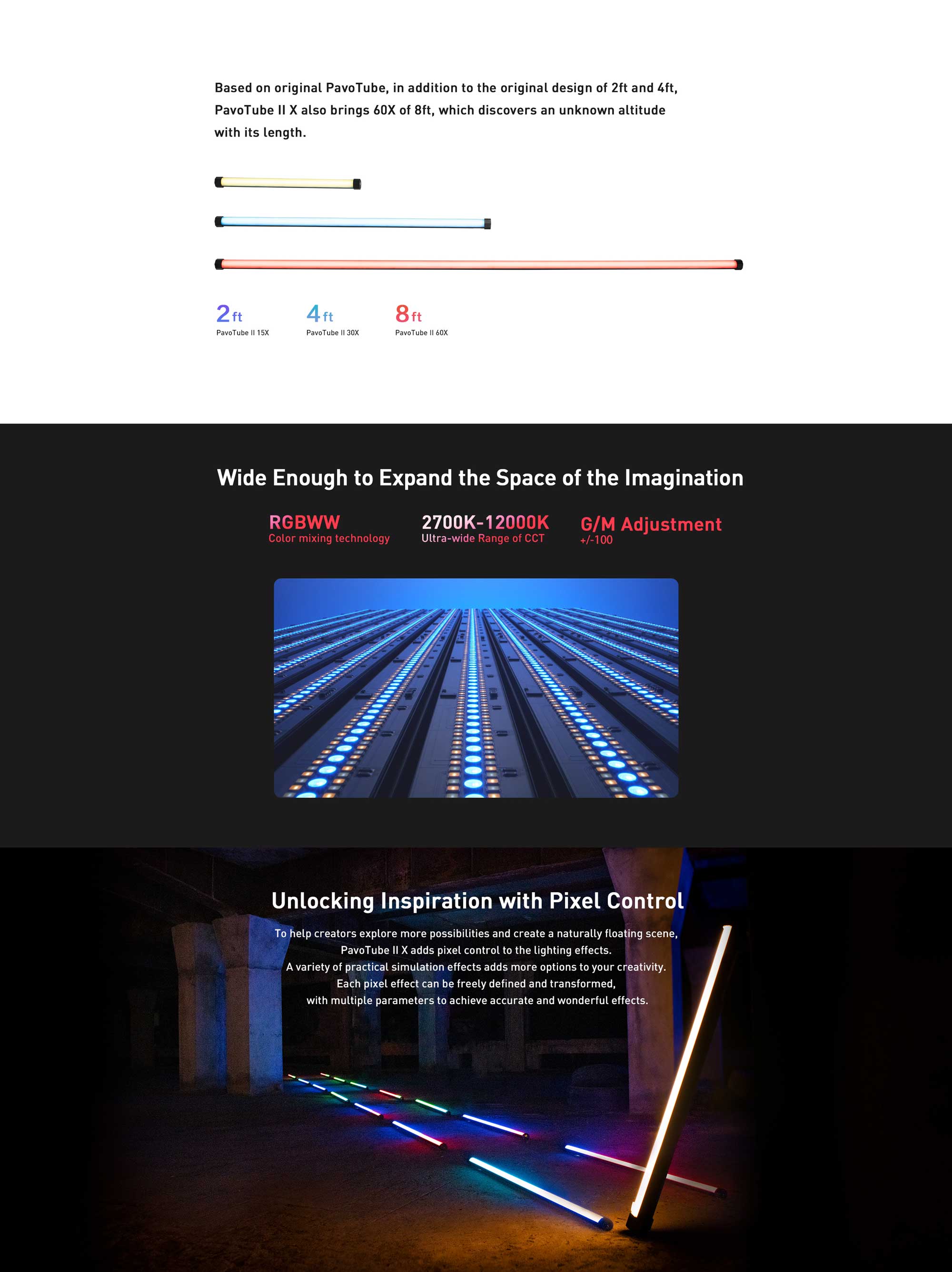 Cвітлодіодна трубка Nanlite PavoTube II 15X RGB LED Pixel Tube Light 1 KIT (PT15X)
