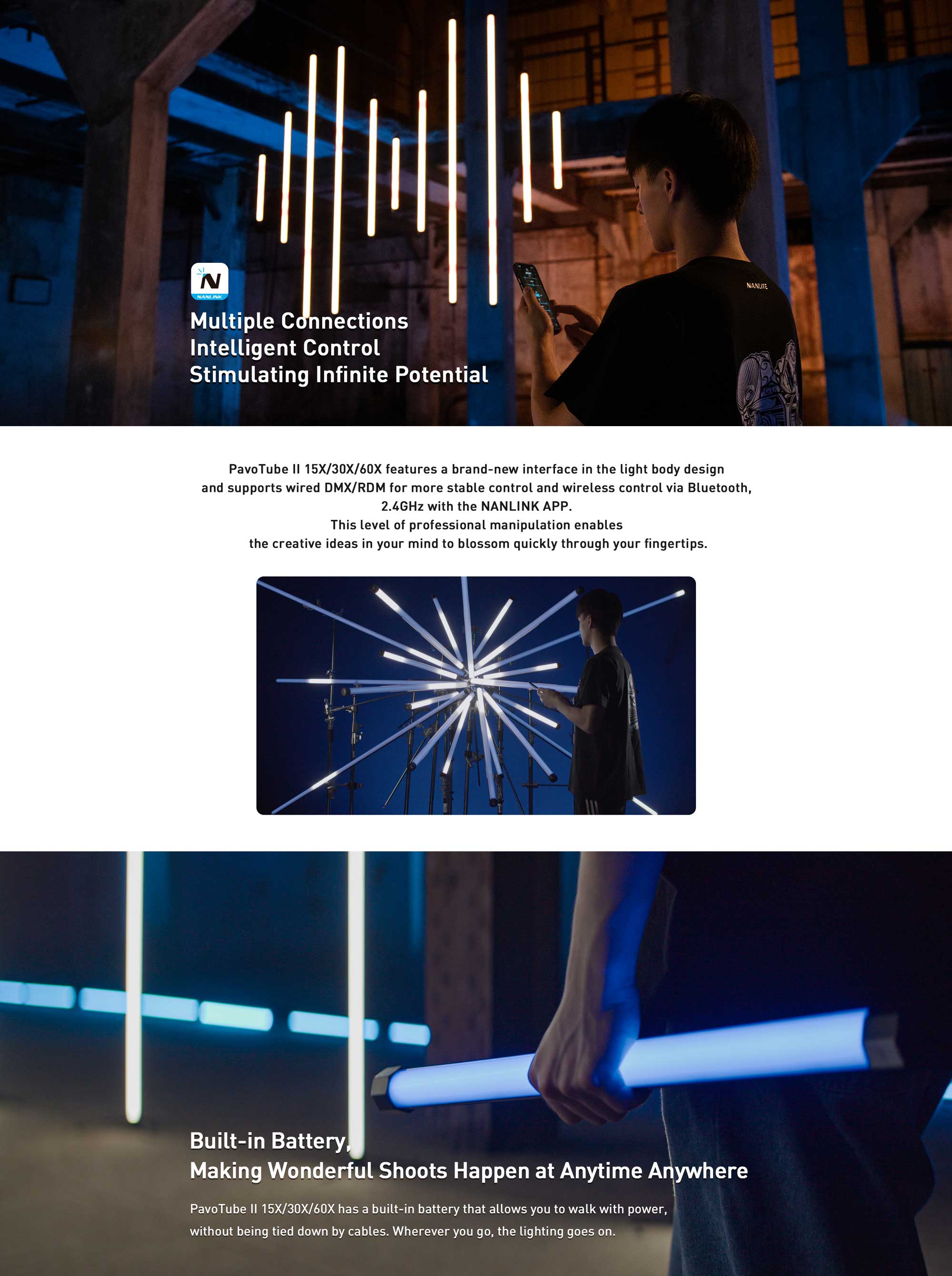 Cвітлодіодна трубка Nanlite PavoTube II 15X RGB LED Pixel Tube Light 1 KIT (PT15X)