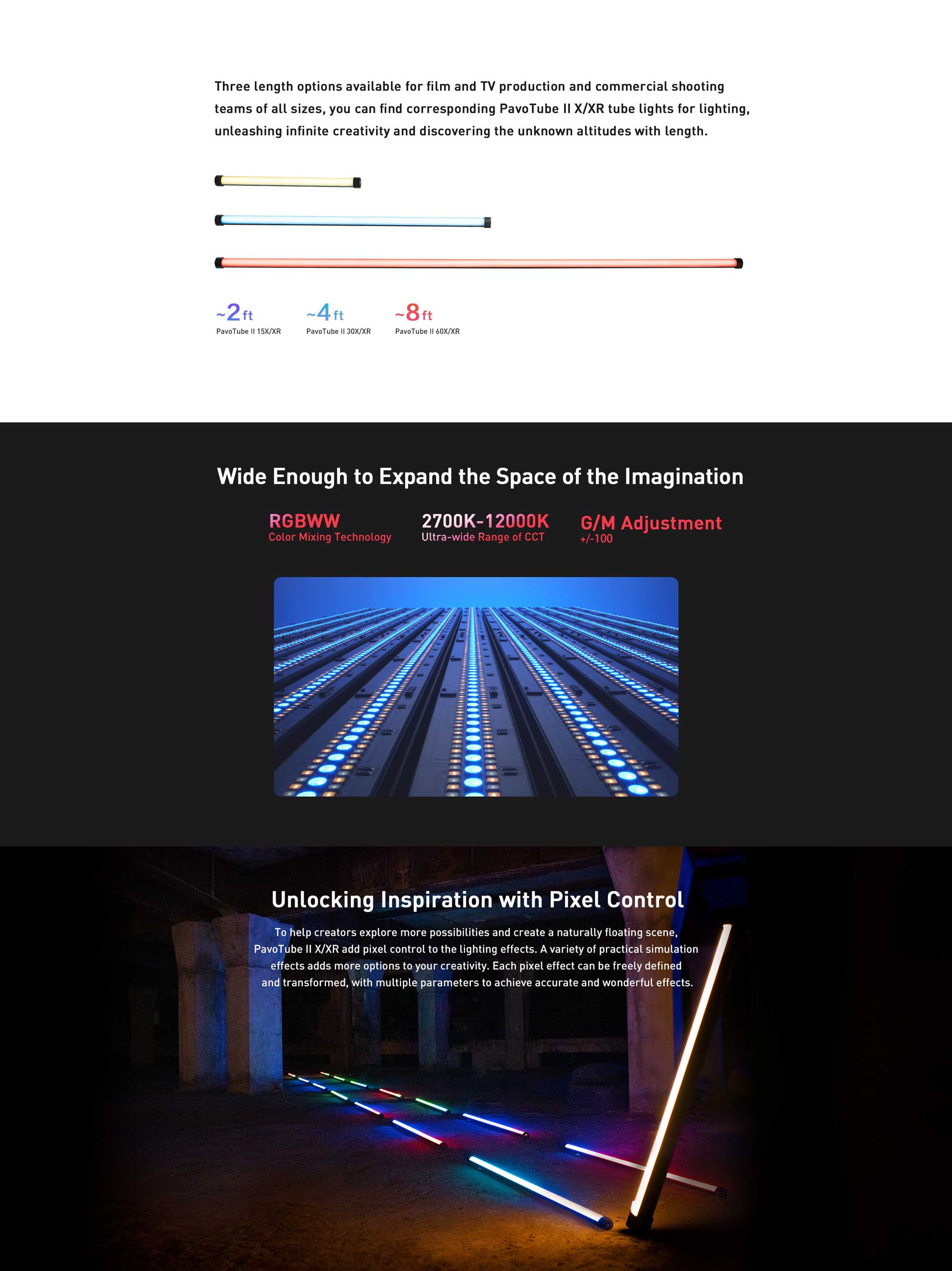 Cвітлодіодна трубка Nanlite PavoTube II 15XR RGB LED Pixel Tube Light 1 KIT (PT15XR)