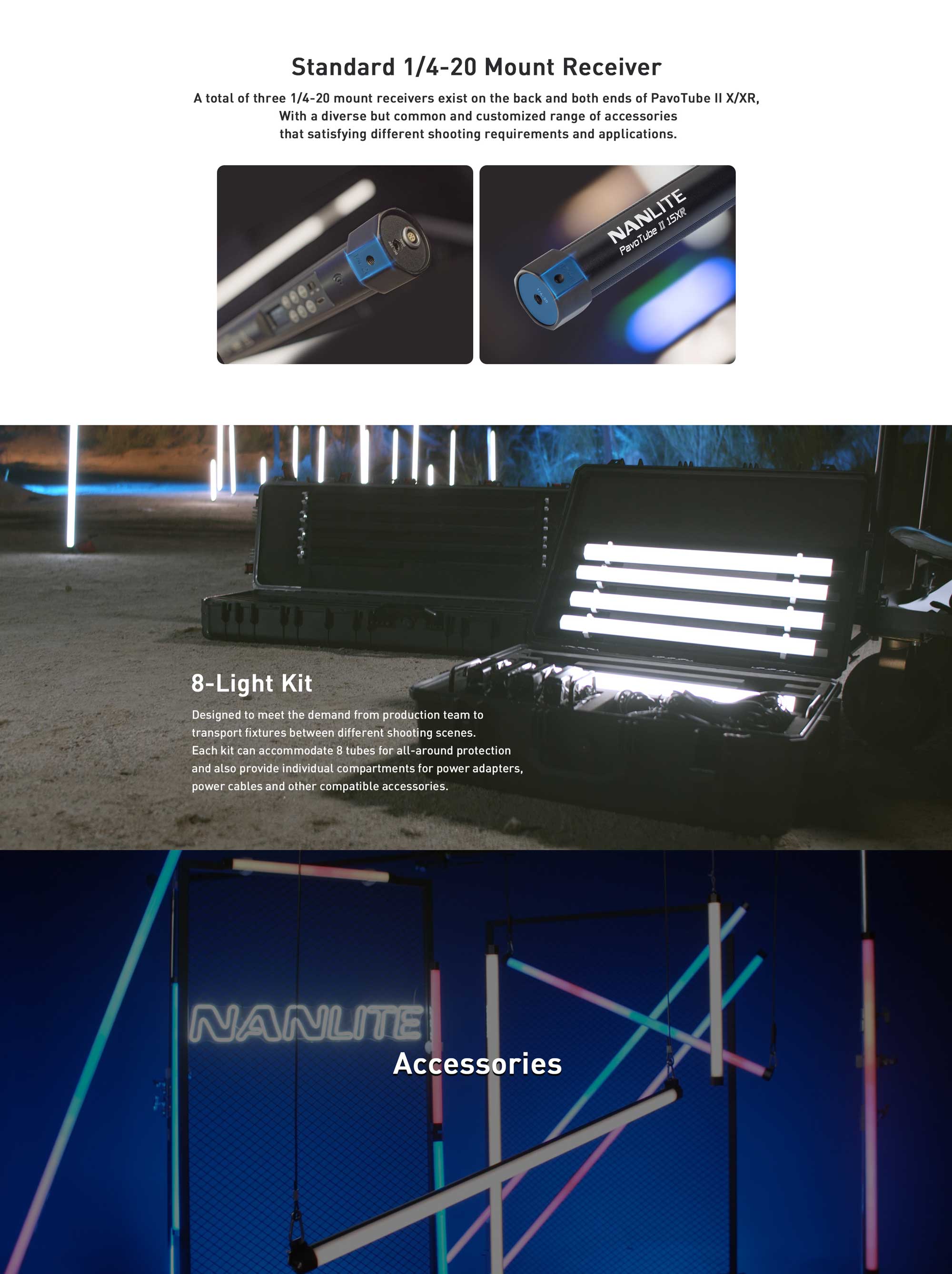 Cвітлодіодна трубка Nanlite PavoTube II 15XR RGB LED Pixel Tube Light 1 KIT (PT15XR)