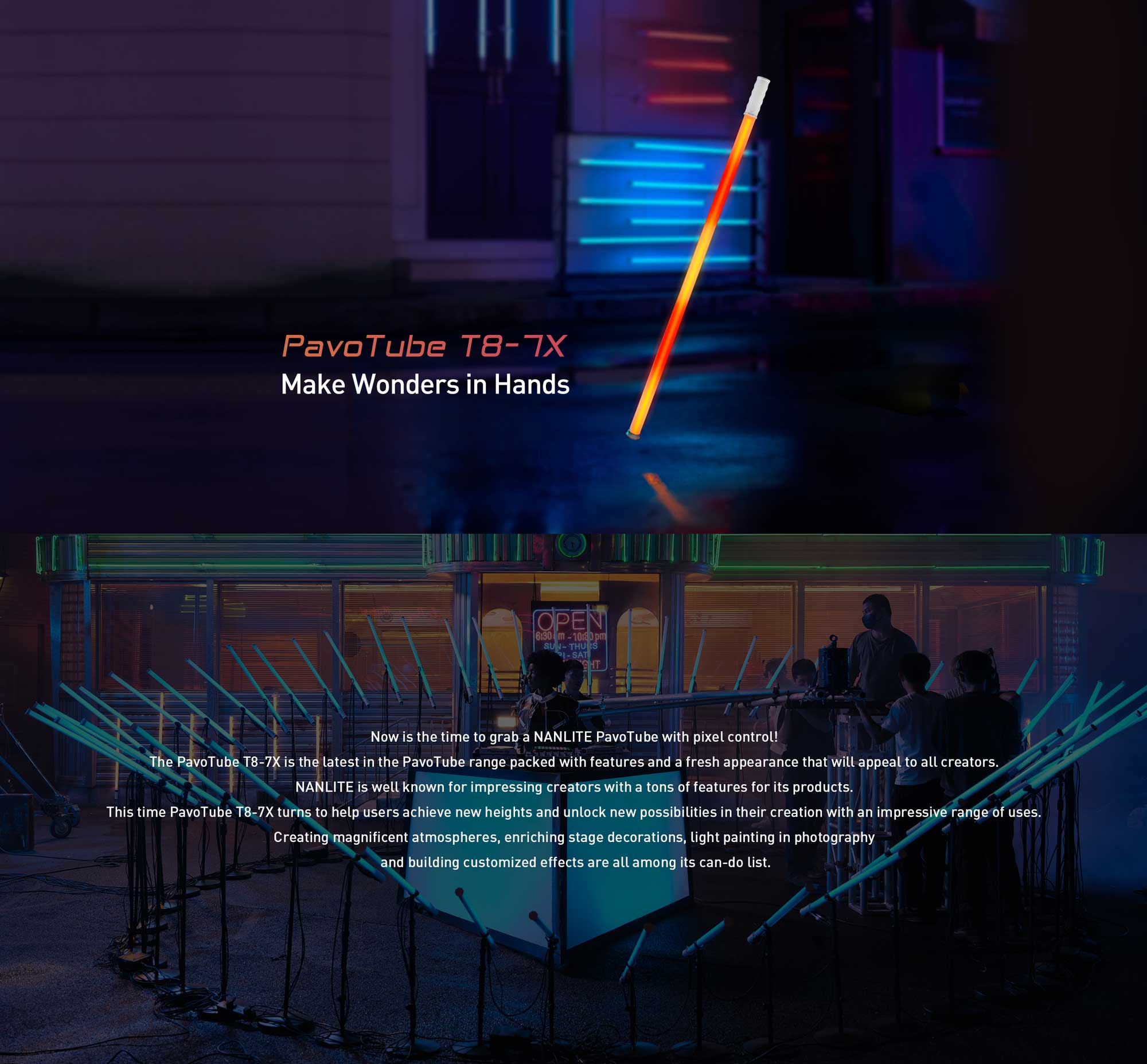 Cвітлодіодна трубка Nanlite PavoTube T8-7X RGB LED Pixel Tube Light 1KIT (PTT87X)