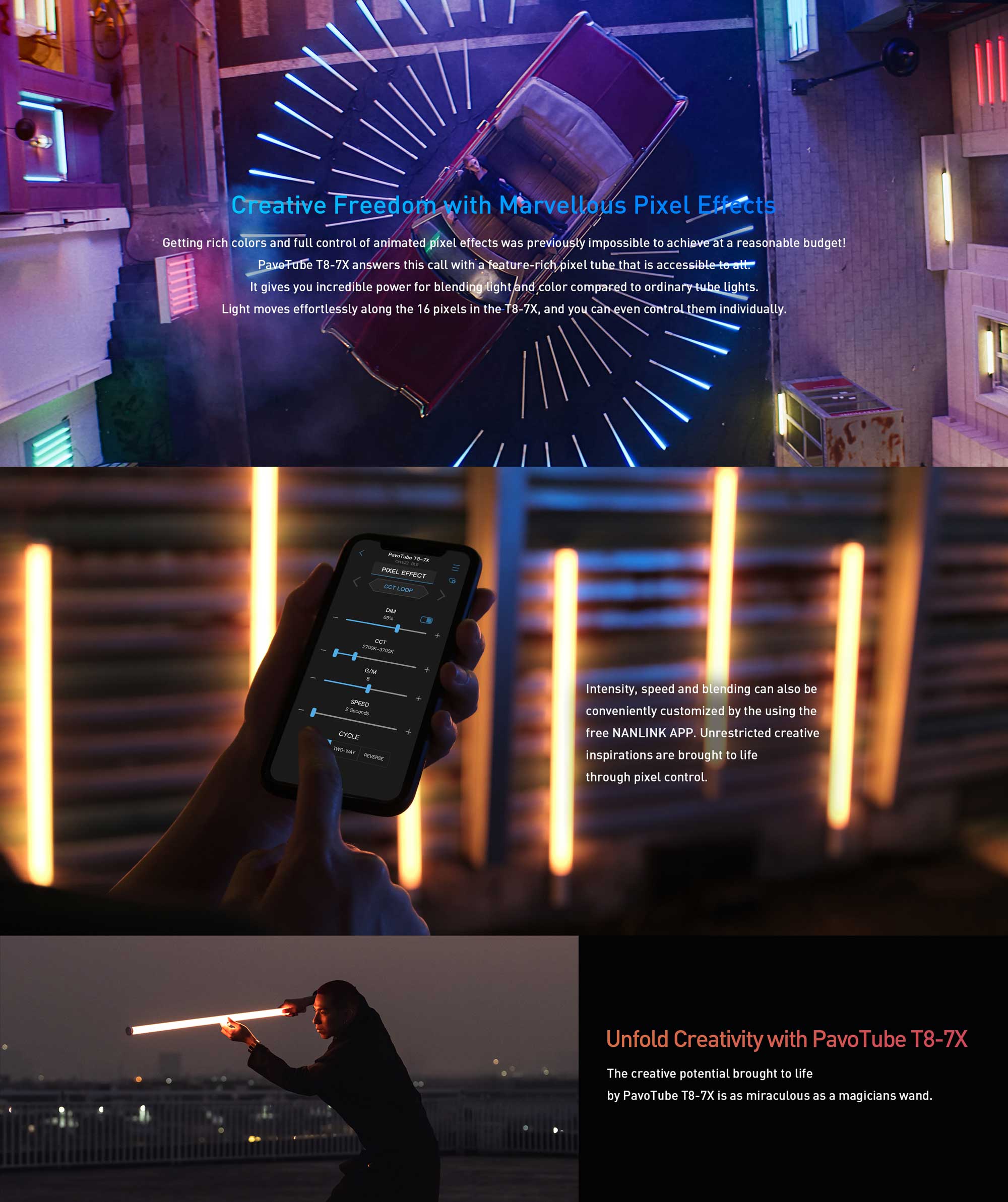 Cвітлодіодна трубка Nanlite PavoTube T8-7X RGB LED Pixel Tube Light 1KIT (PTT87X)