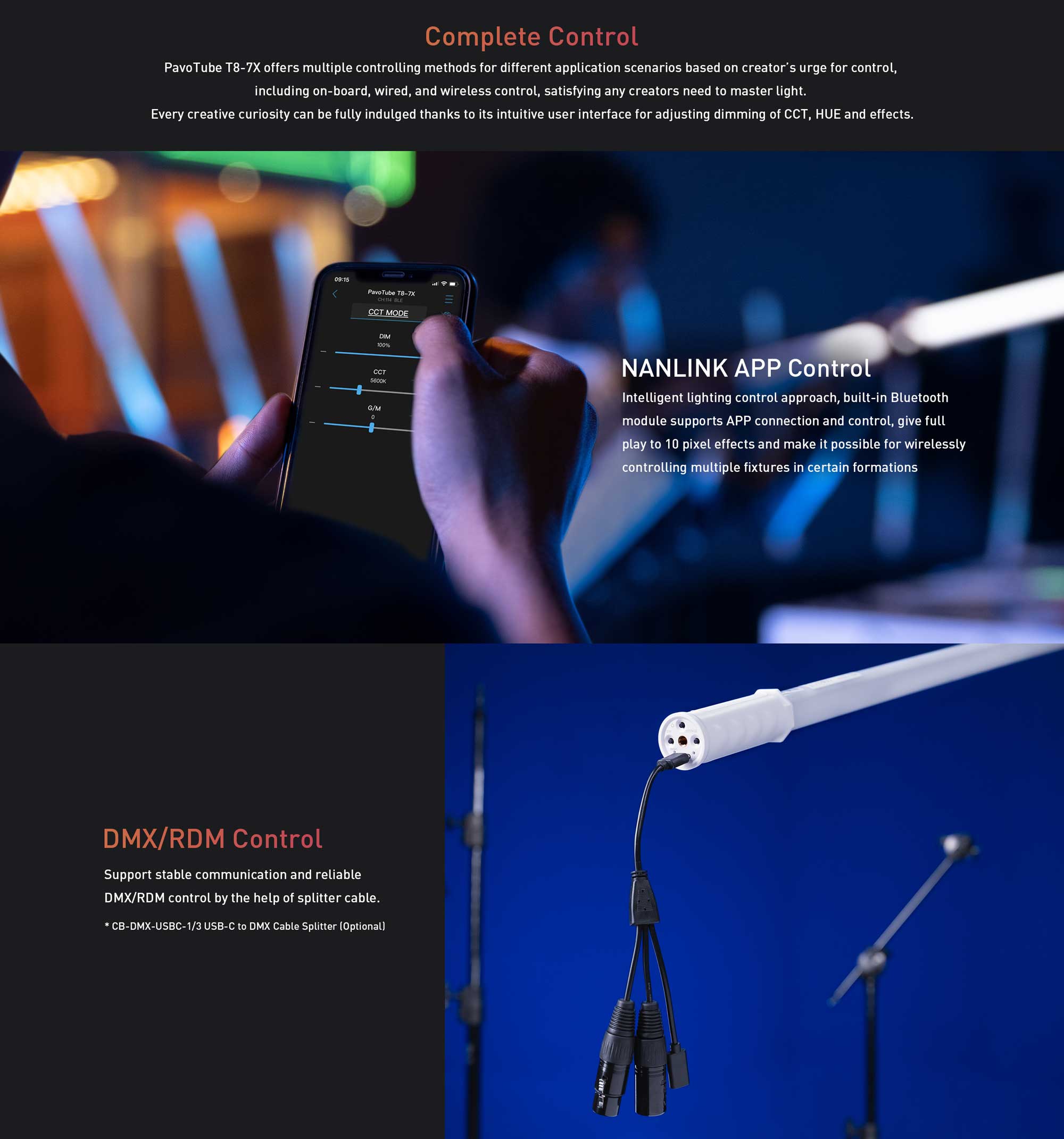 Cвітлодіодна трубка Nanlite PavoTube T8-7X RGB LED Pixel Tube Light 1KIT (PTT87X)