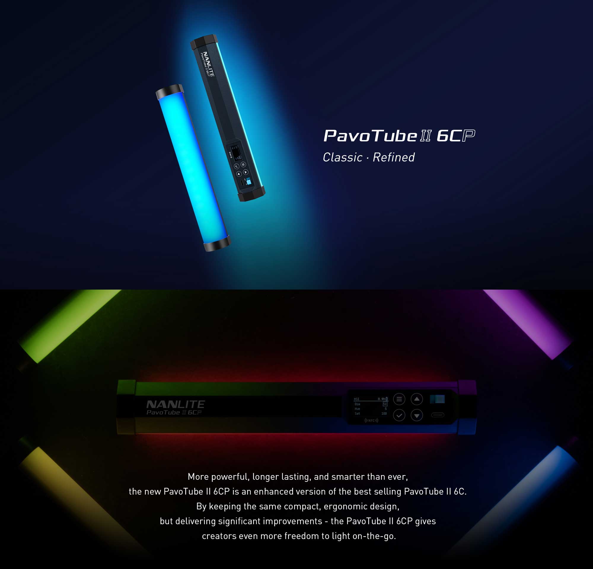 Cвітлодіодна трубка Nanlite PavoTube II 6CP RGB LED Tube Light (25,4 cm) (PT6CP)