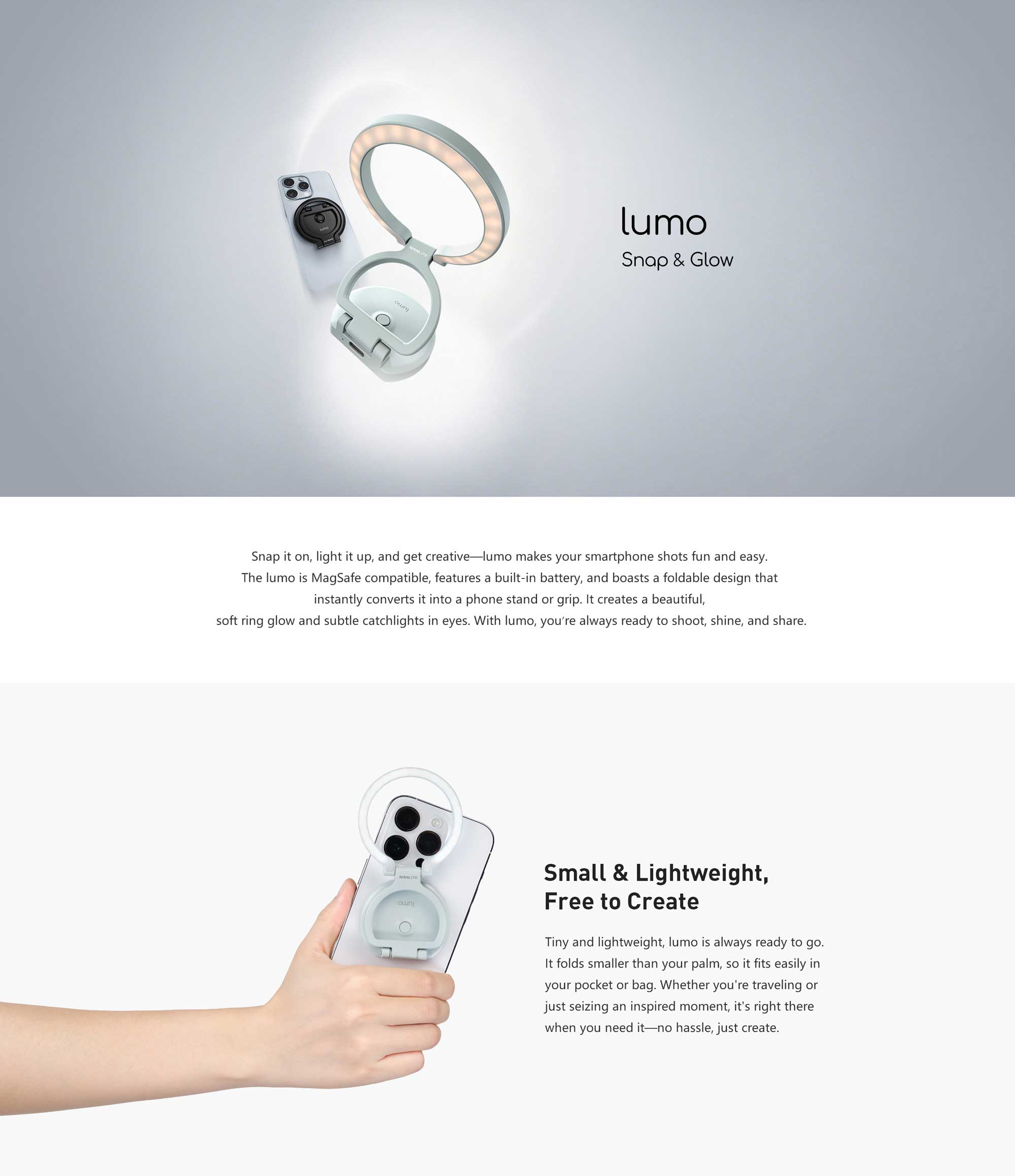 Світлодіодна кільцева лампа Nanlite Lumo Bi-Color LED Ring Light (Mint Blue) (LUMO-MINTBLUE)