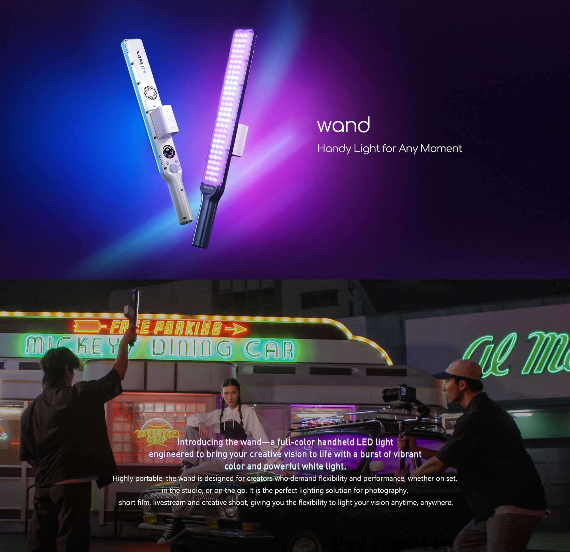 Світлодіодна панель Nanlite wand RGB LED Light (50 cm, Mint Blue) (WAND-MINTBLUE)